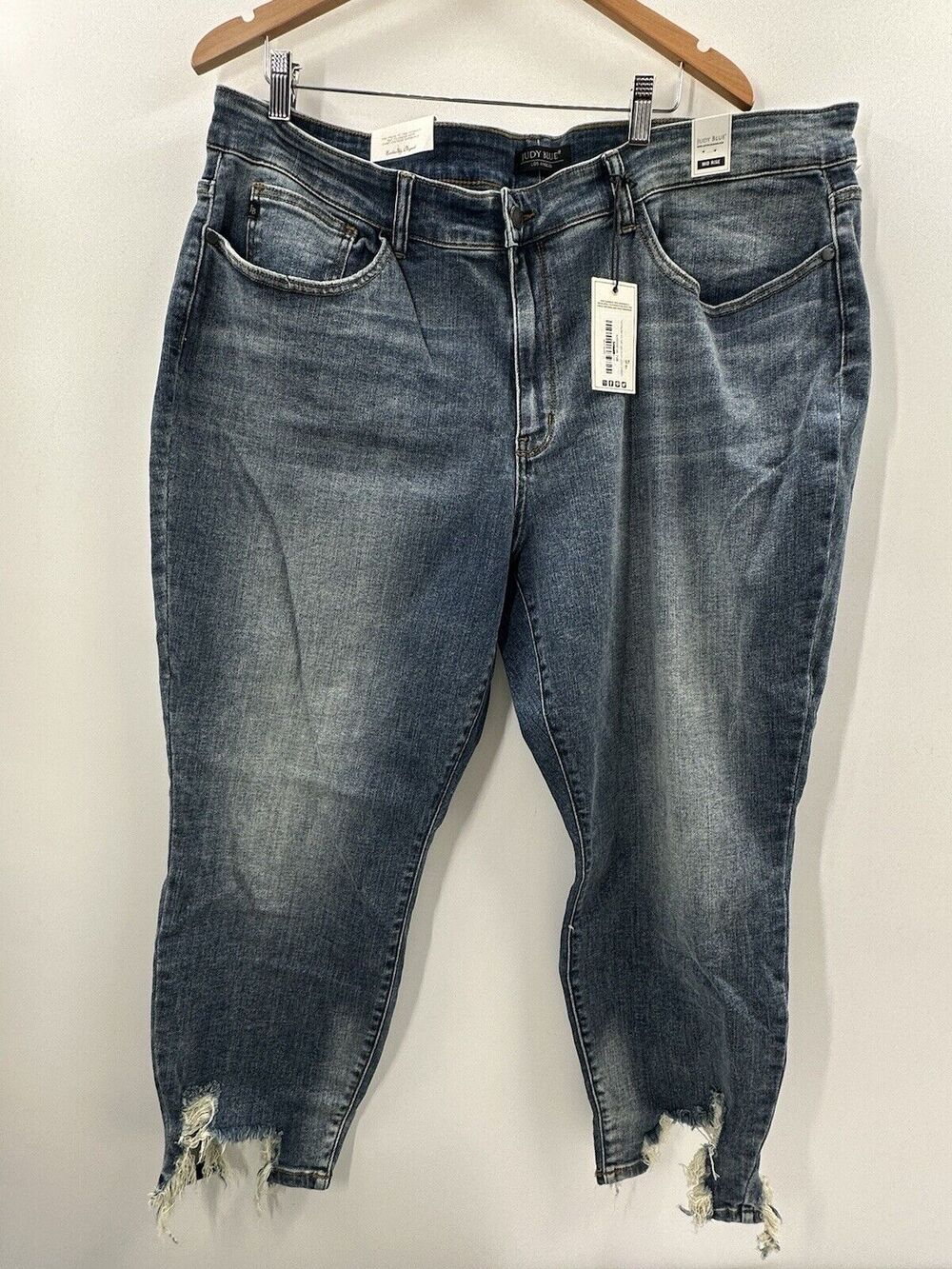 Judy Blue JB 82151LT-PL MidRise Slim Fit Jeans Size 24w Distress STRETCH RAW HEM